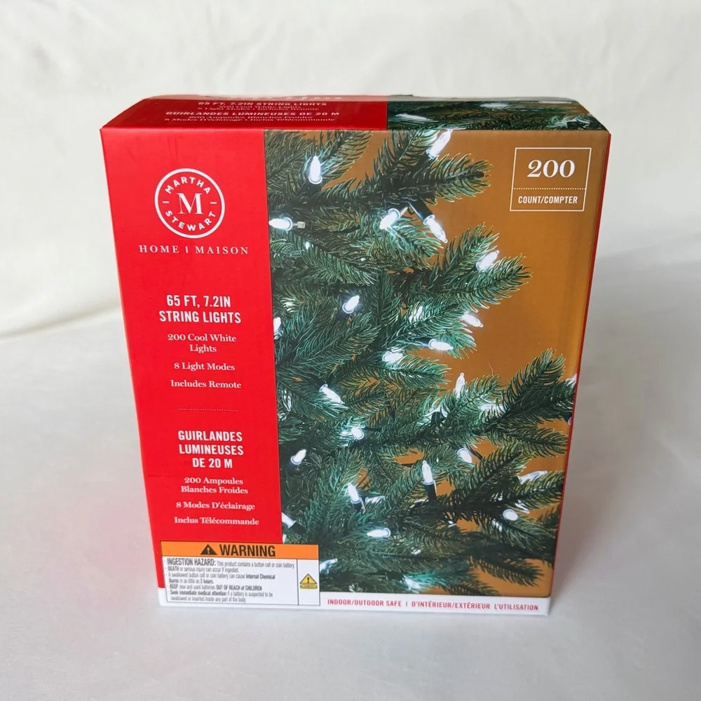 Martha Stewart 200 Cool White Holiday String Lights
